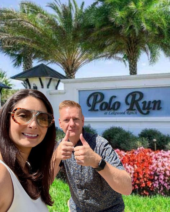 Brian and Alysa at the Polo Run entrance in Lakewood Ranch